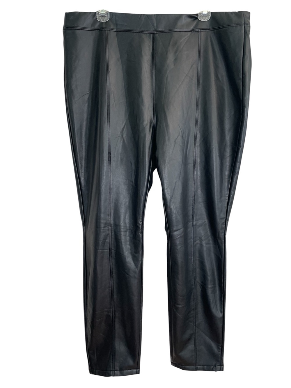 Cavalini Black Stretch Vegan Leather Pull on Pants NEW Size 2X biker chic gothic